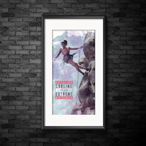 Poster-Cartaz-estilo-aquarela-mulher-escalando-Autor-Felipe-Villas